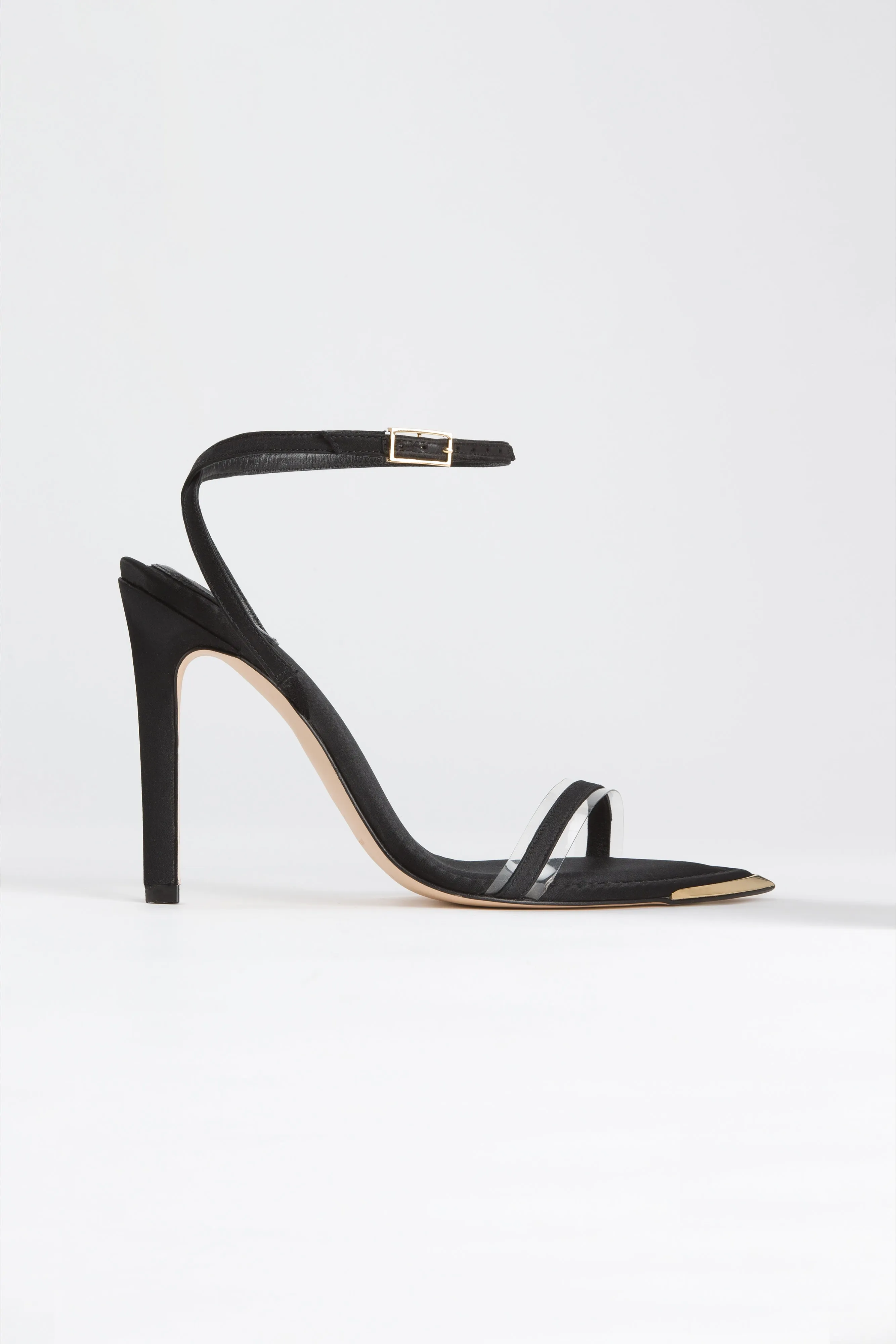 POINTY METAL TIP SANDAL | SATIN BLACK001