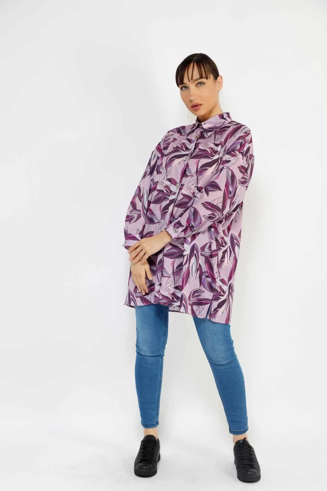 PURPLE LEAF CASUAL TOP 2732V