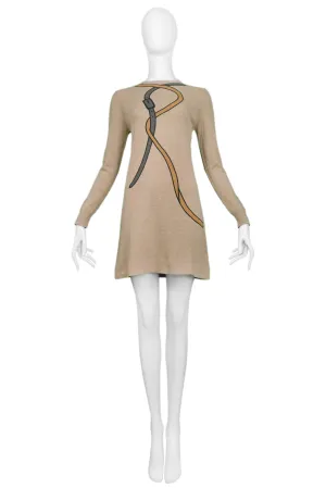 ROBERTA DI CAMERINO OATMEAL BROWN "R" MINI DRESS