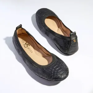 Samara Foldable Ballet Flat in Black Python