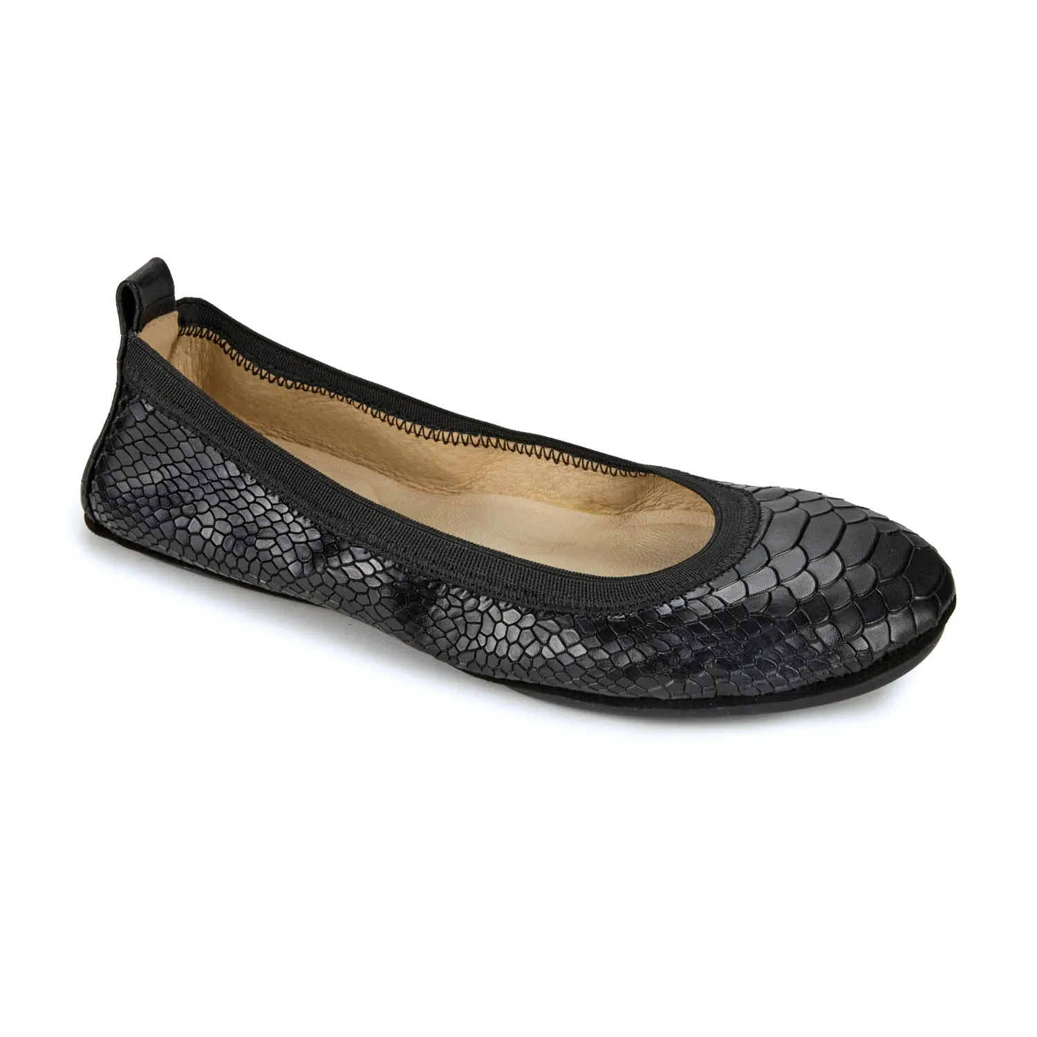 Samara Foldable Ballet Flat in Black Python