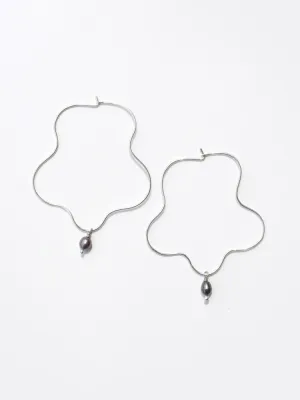 Sea Squiggle Hoops - Silver