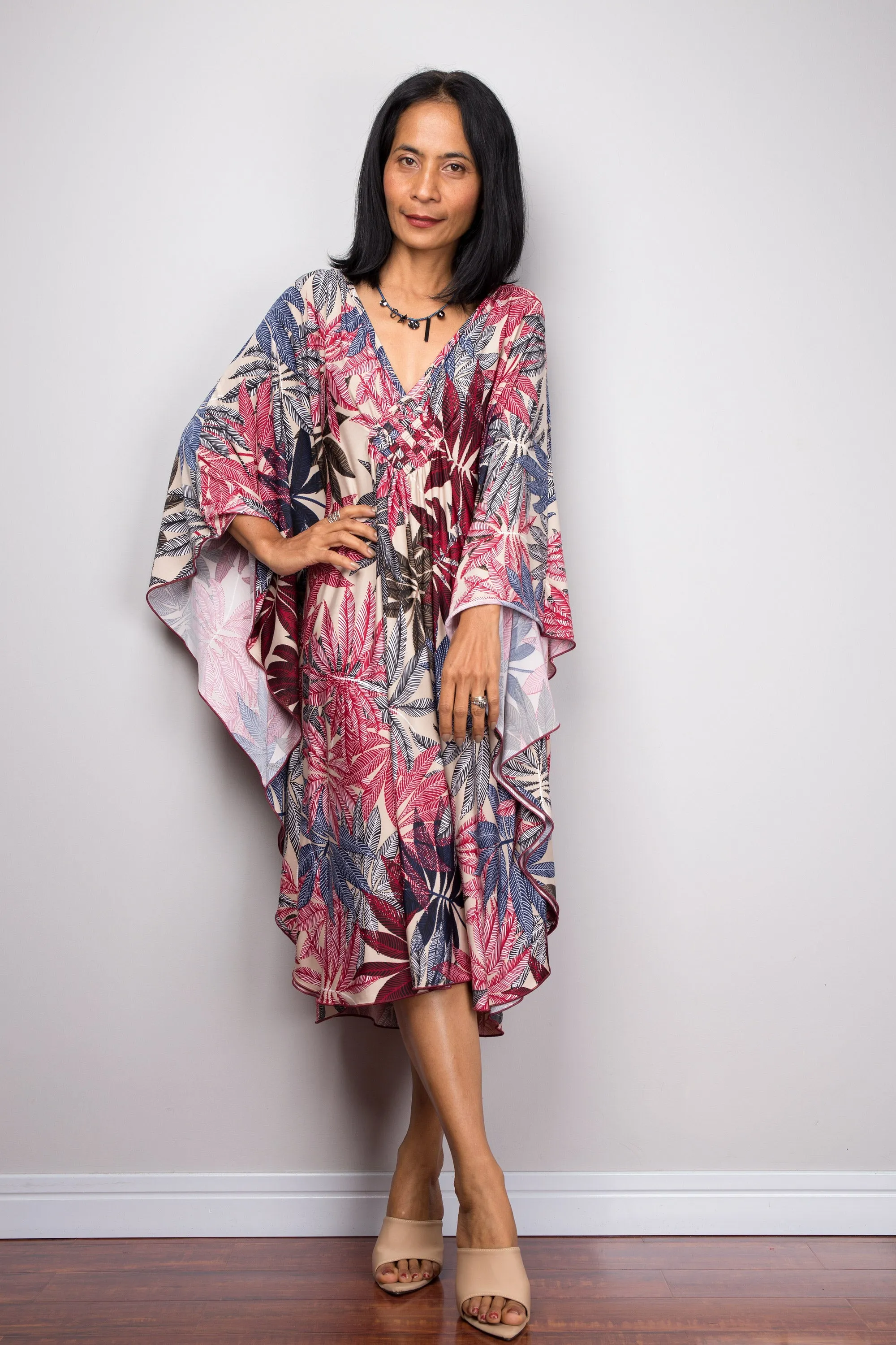 Short Floral Kaftan Dress