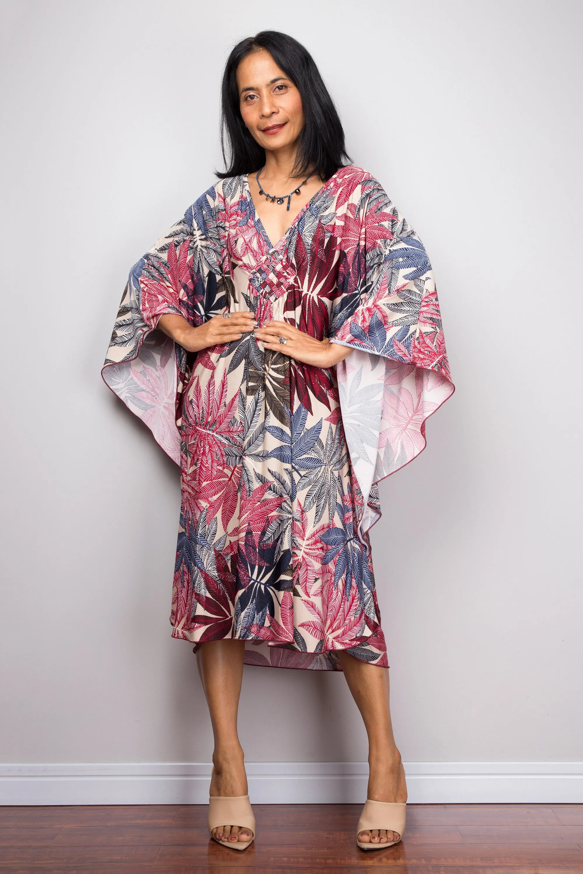 Short Floral Kaftan Dress