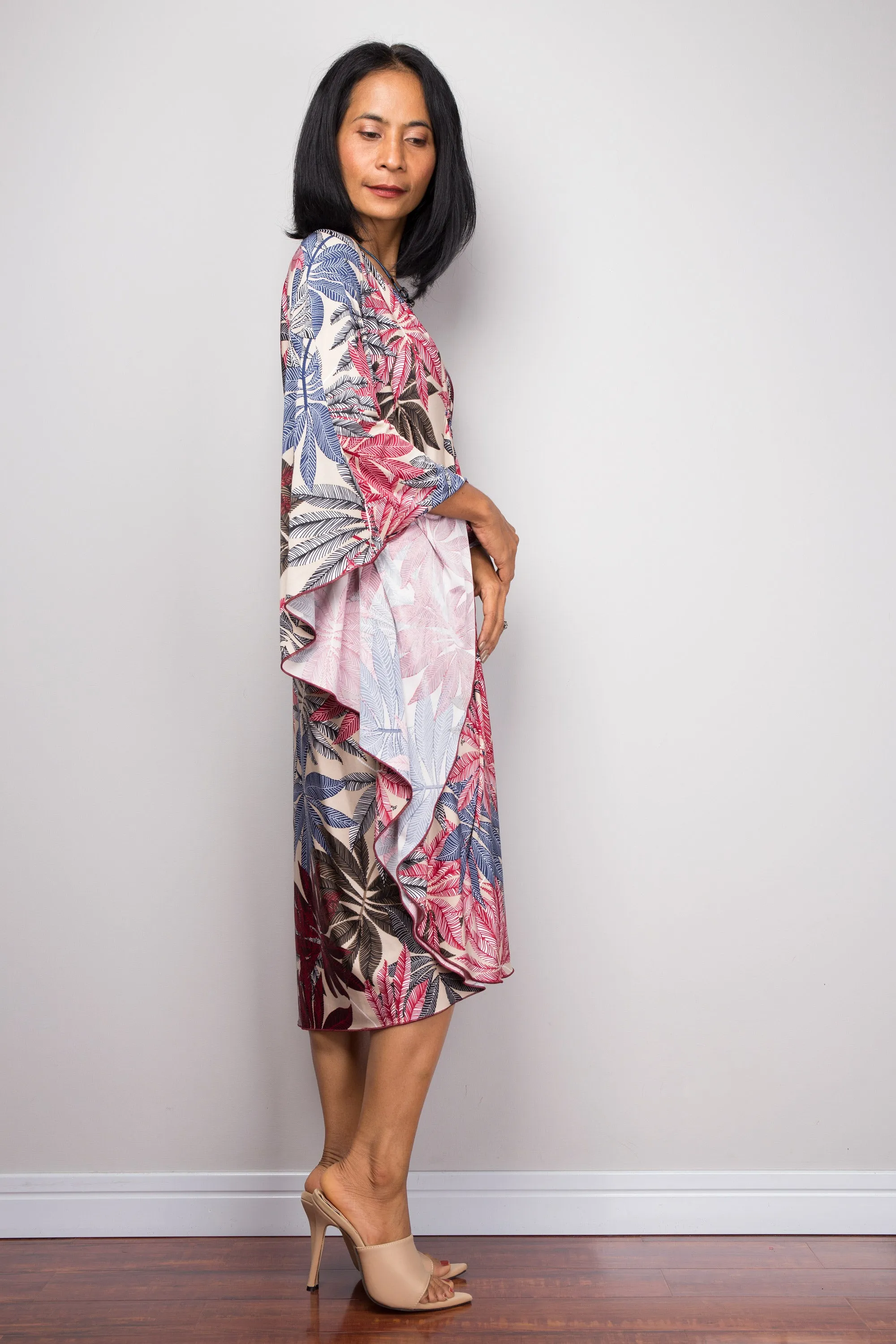 Short Floral Kaftan Dress