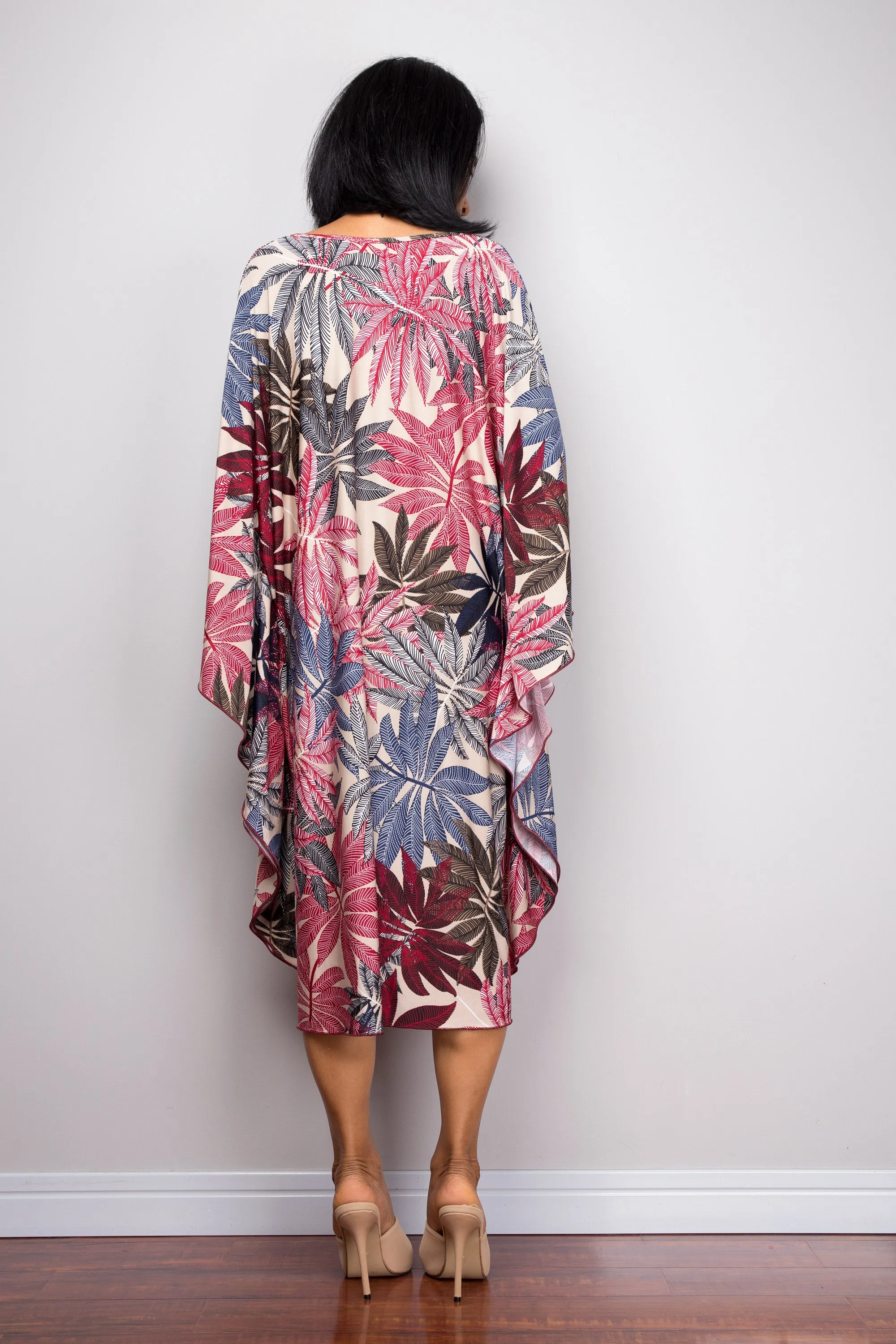 Short Floral Kaftan Dress