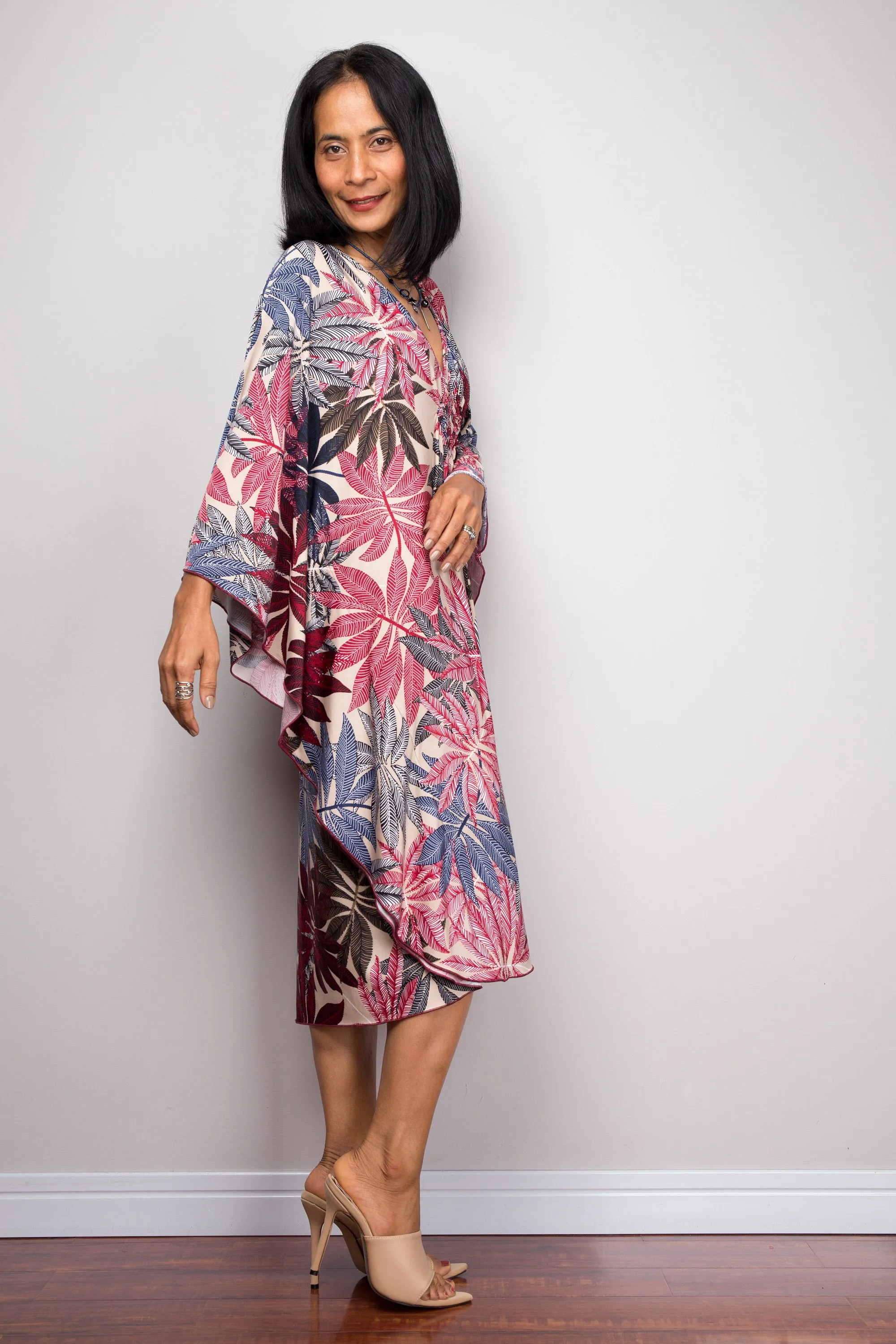 Short Floral Kaftan Dress