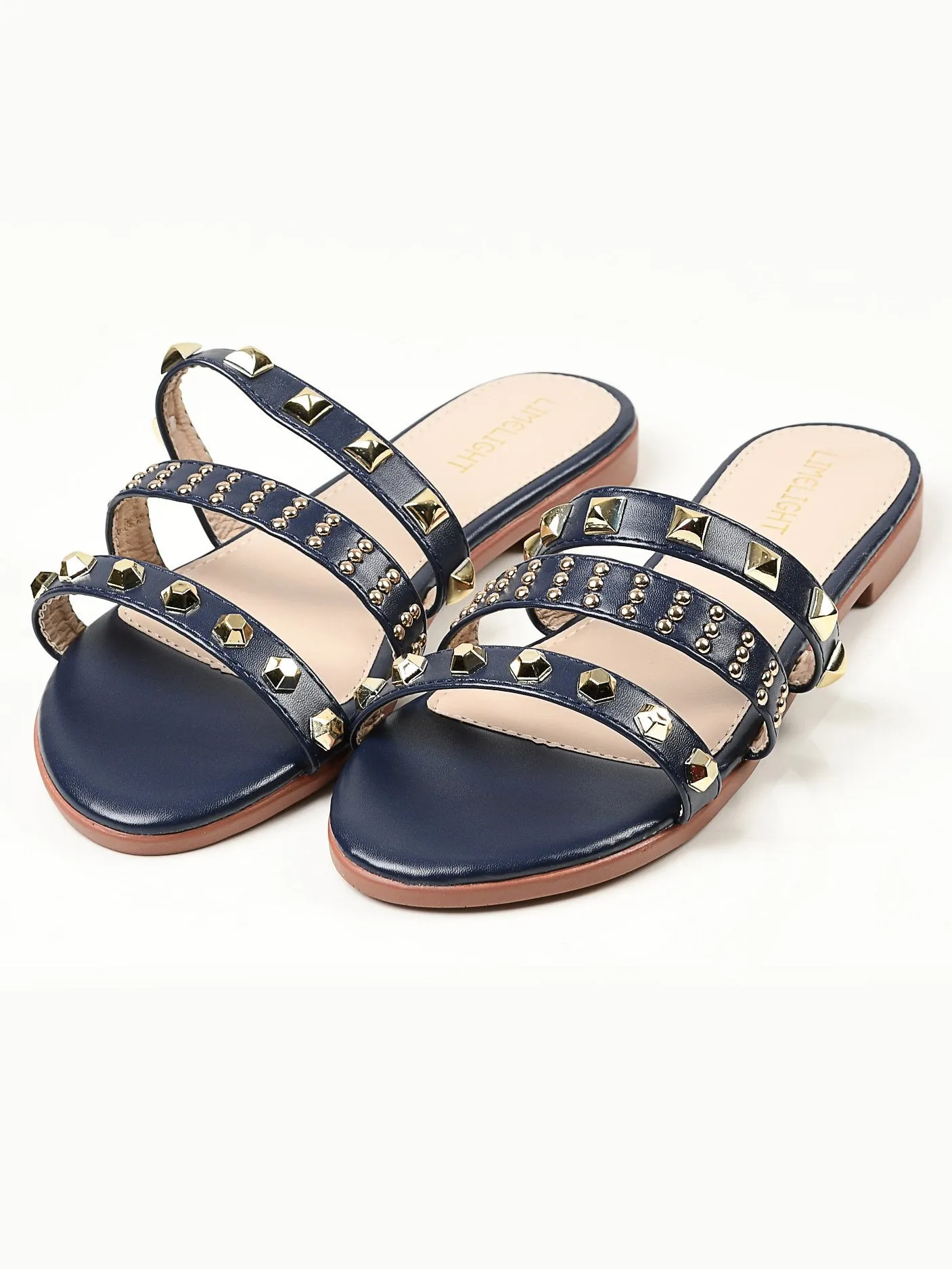 Studded Flats - Navy Blue