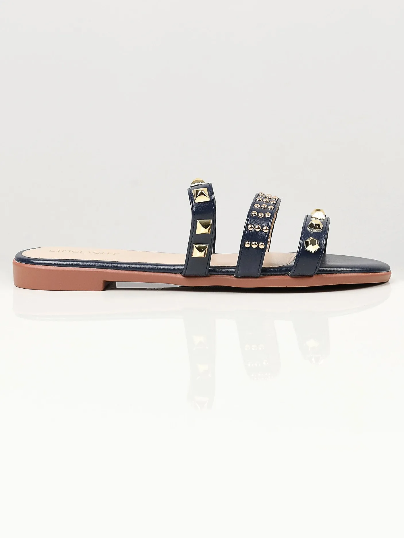 Studded Flats - Navy Blue