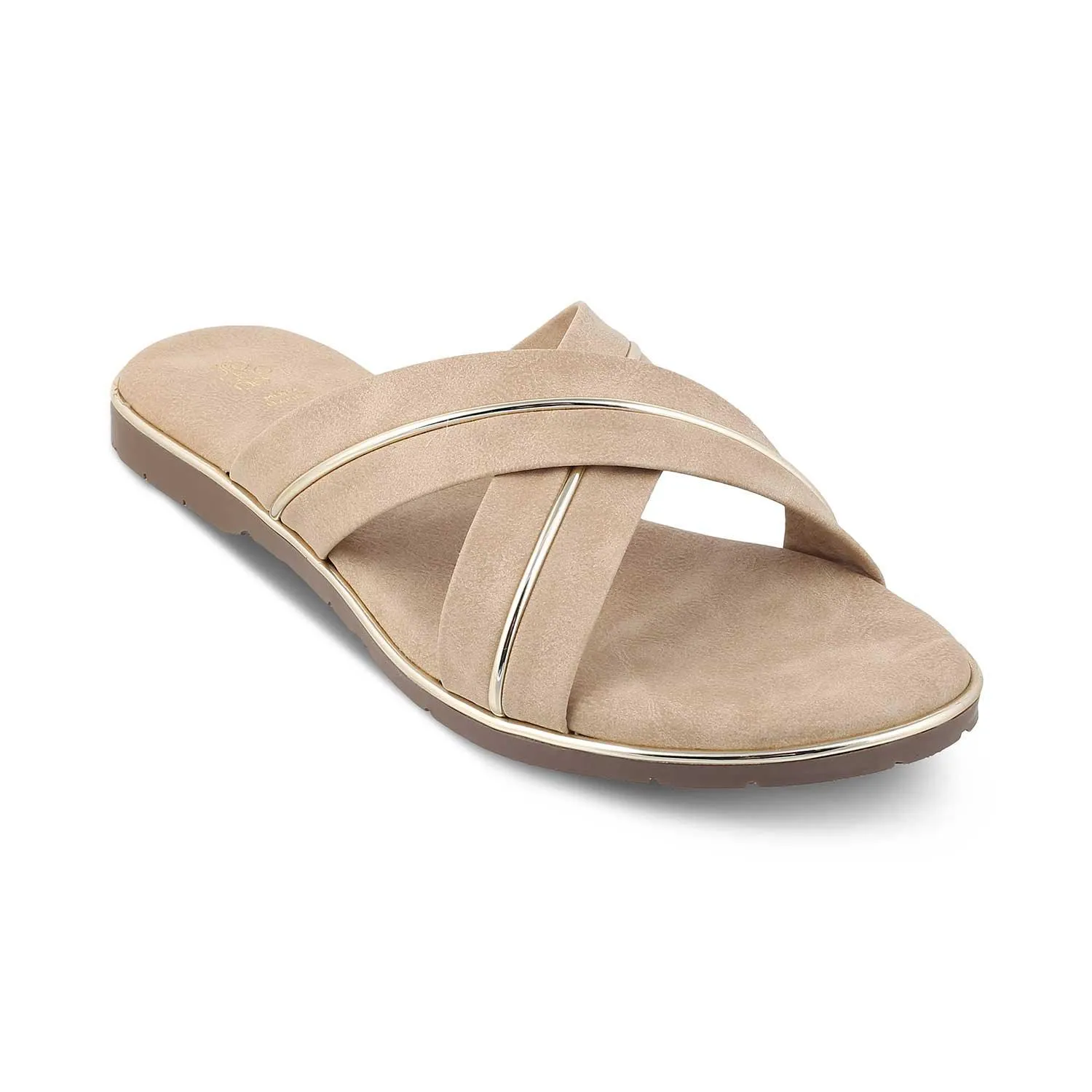 The Strep Beige Women's Casual Flats Tresmode