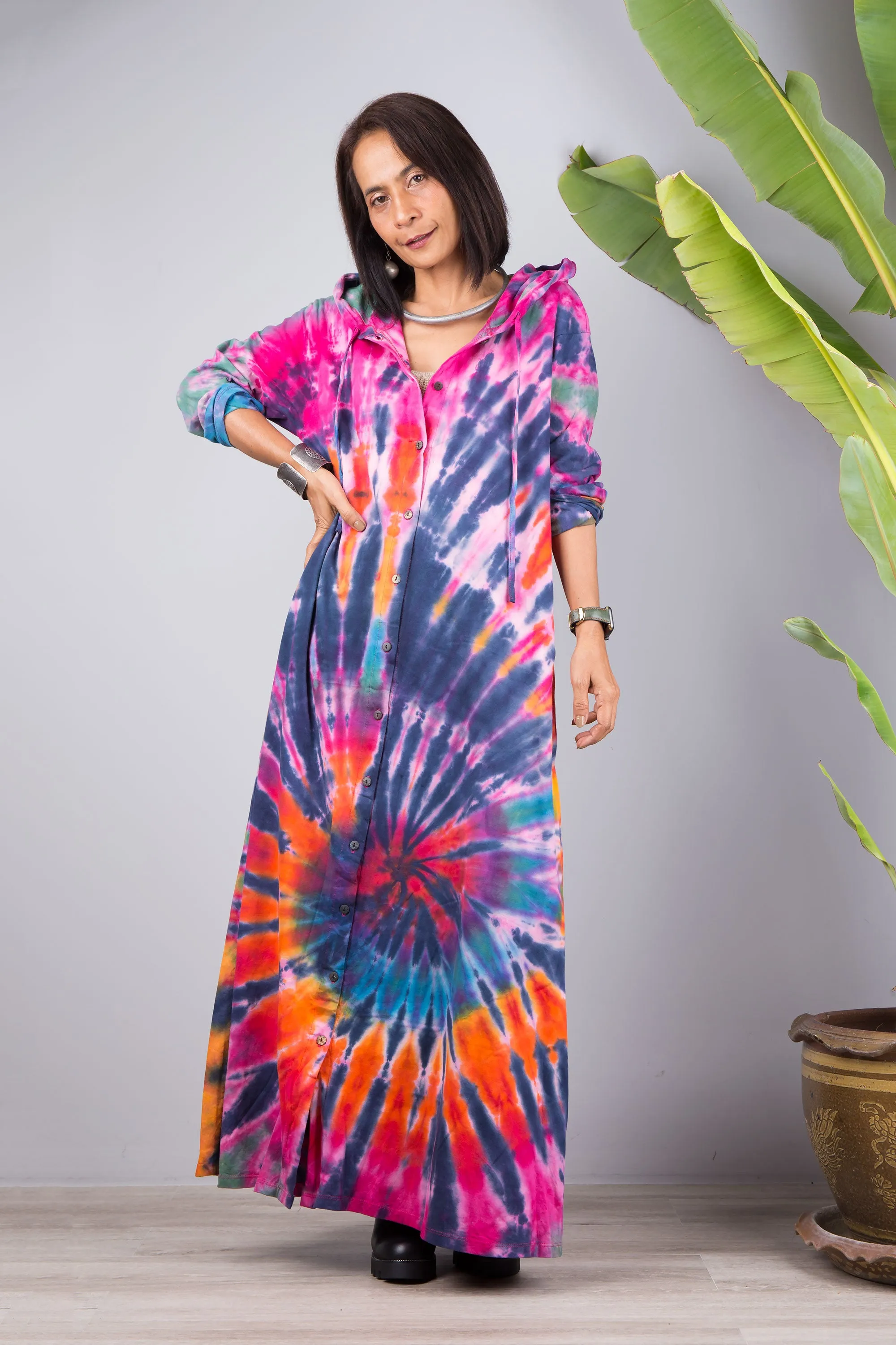 Tie dye hoodie dress