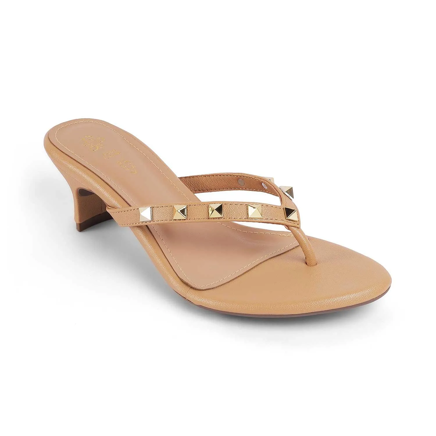 Tresmode Pugstud Beige Women's Dress Heel Sandals