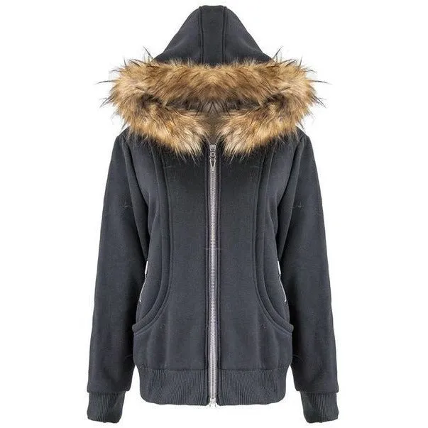 Womens Fur Coat Outdoor Thick Jacket