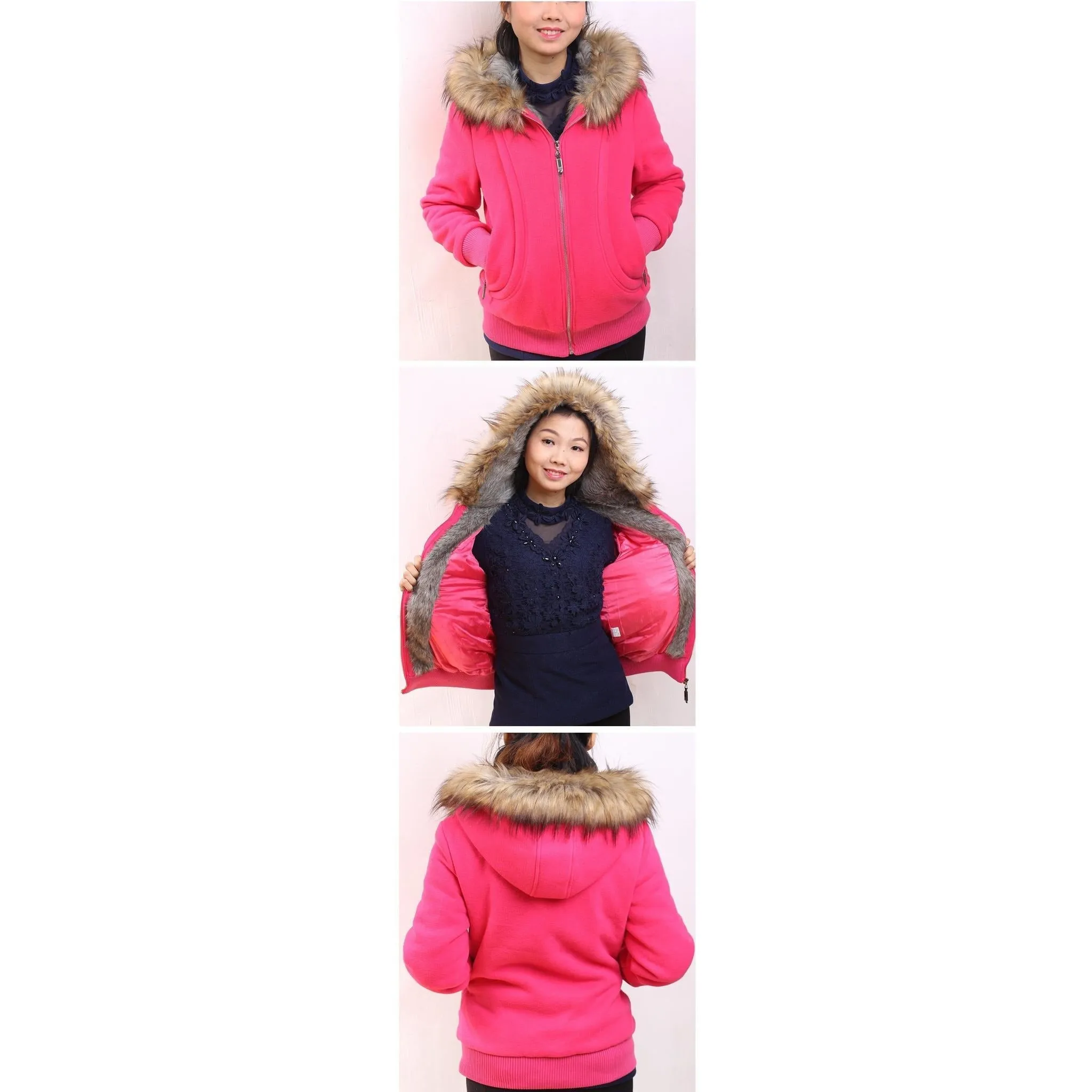 Womens Fur Coat Outdoor Thick Jacket