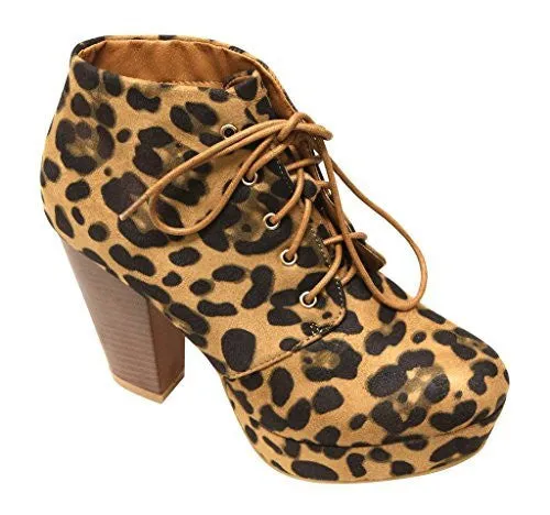 Women's Goldie-21 Almond Toe Platform Chunky Heel Lace Up Booties